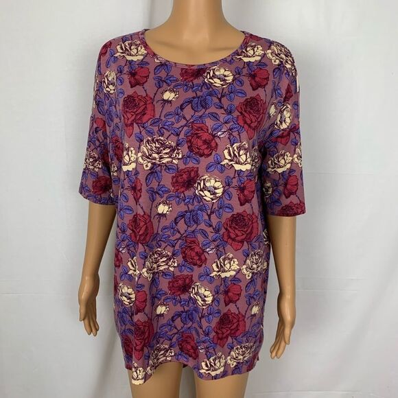 LulaRoe Irma Floral T Shirt Tee Blouse High Low Sm - Picture 1 of 6